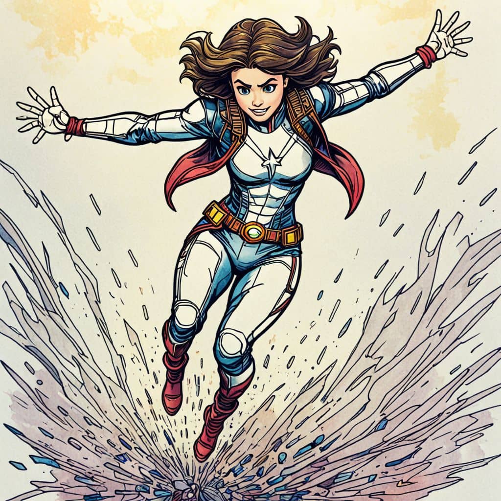 Colored Black Widow - from Marvel Comics doing a kickflip
