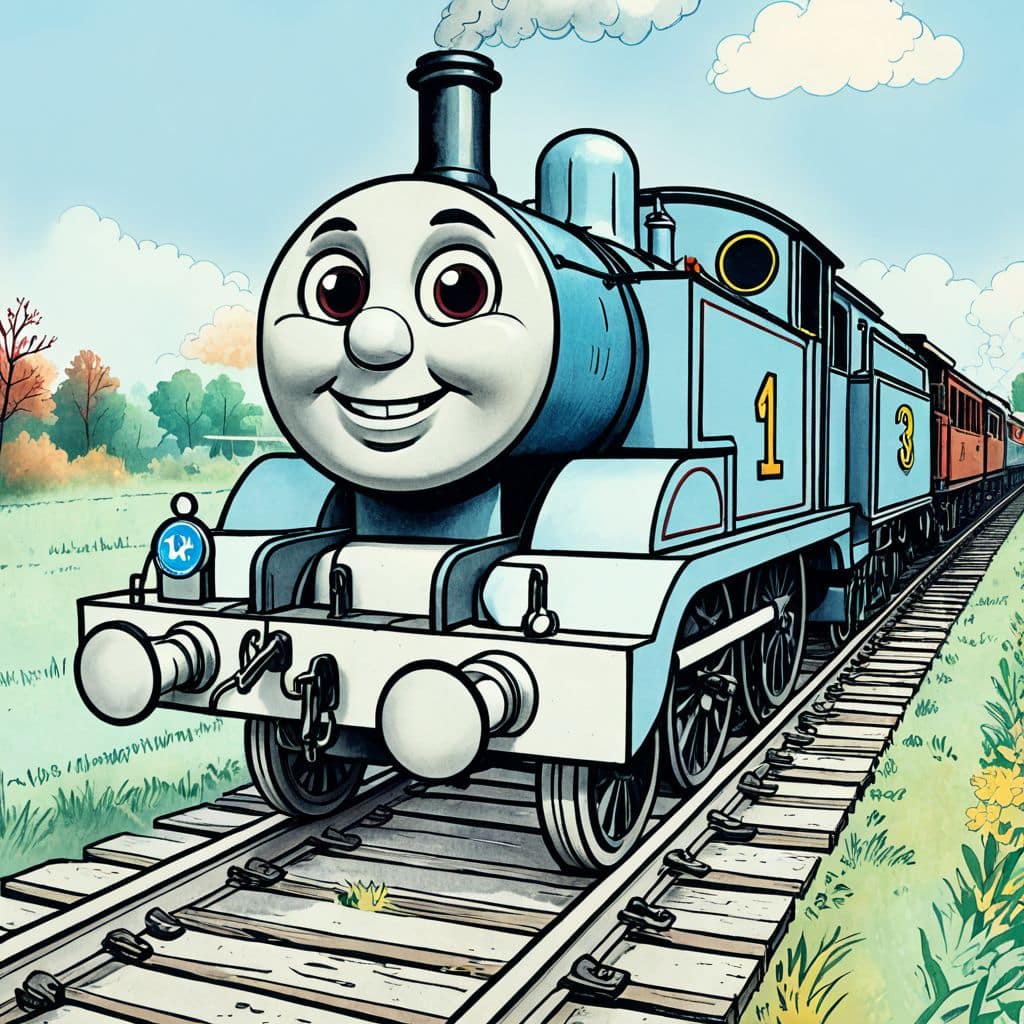 Colored Thomas - the train from Thomas & Friends blowing his whistle