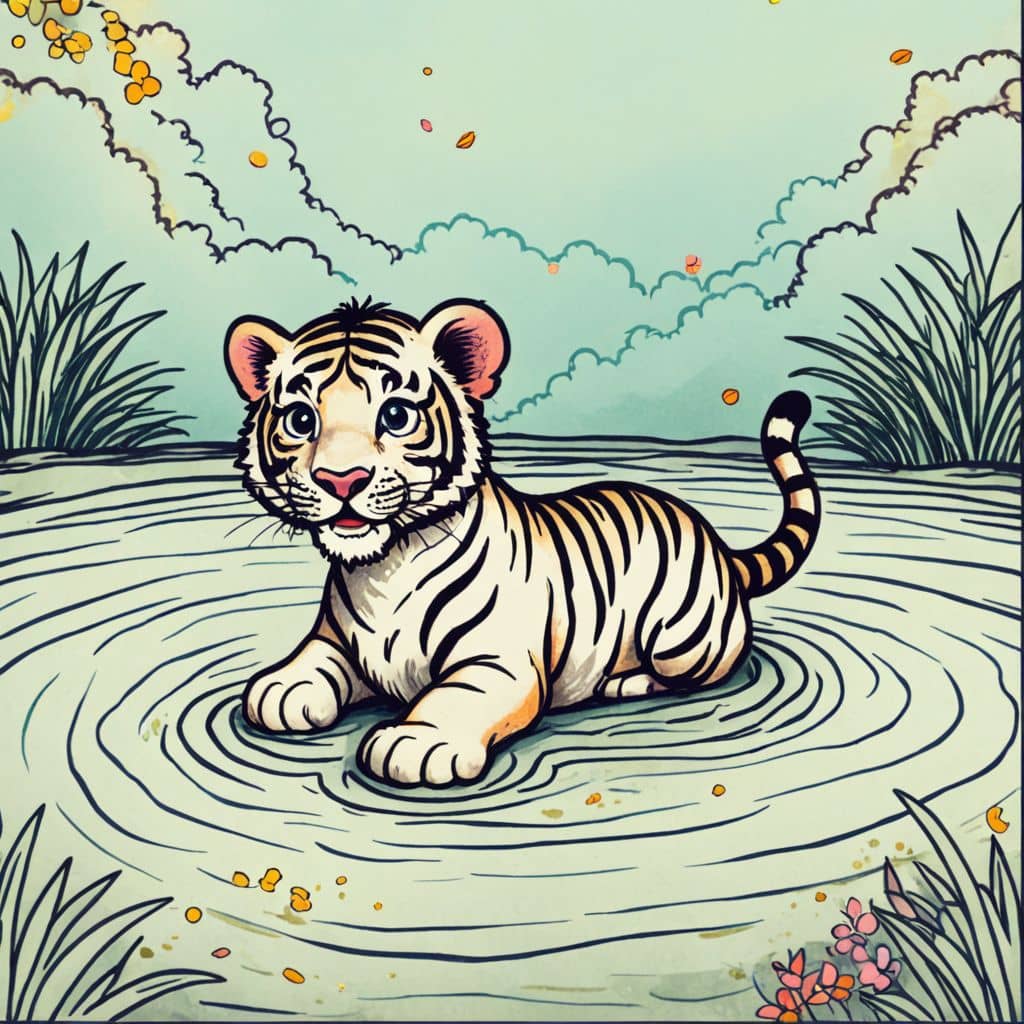 Colored Tiger swimming in a pool