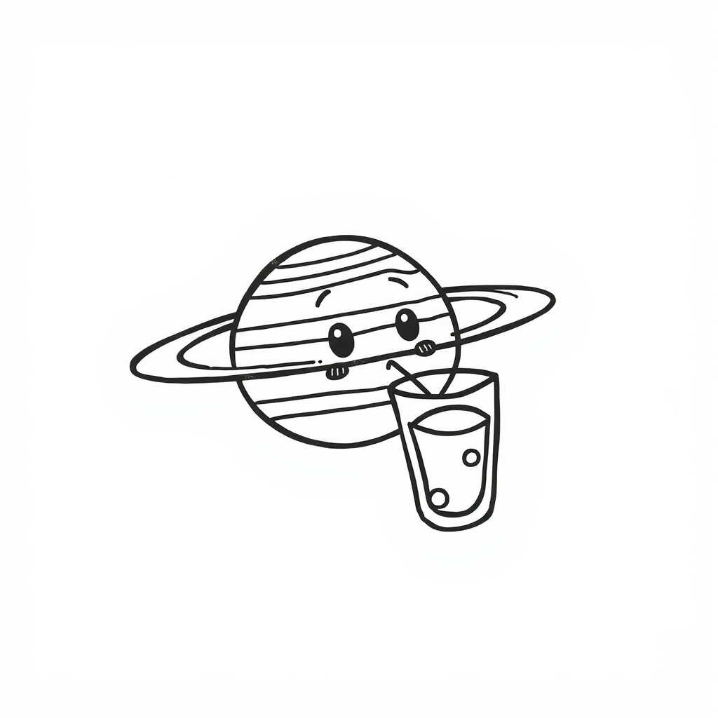 Saturn sipping ice tea