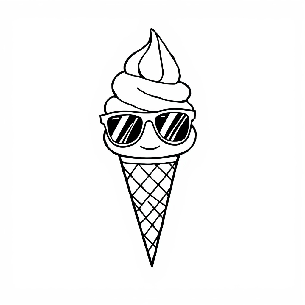 Ice cream cone with sunglasses