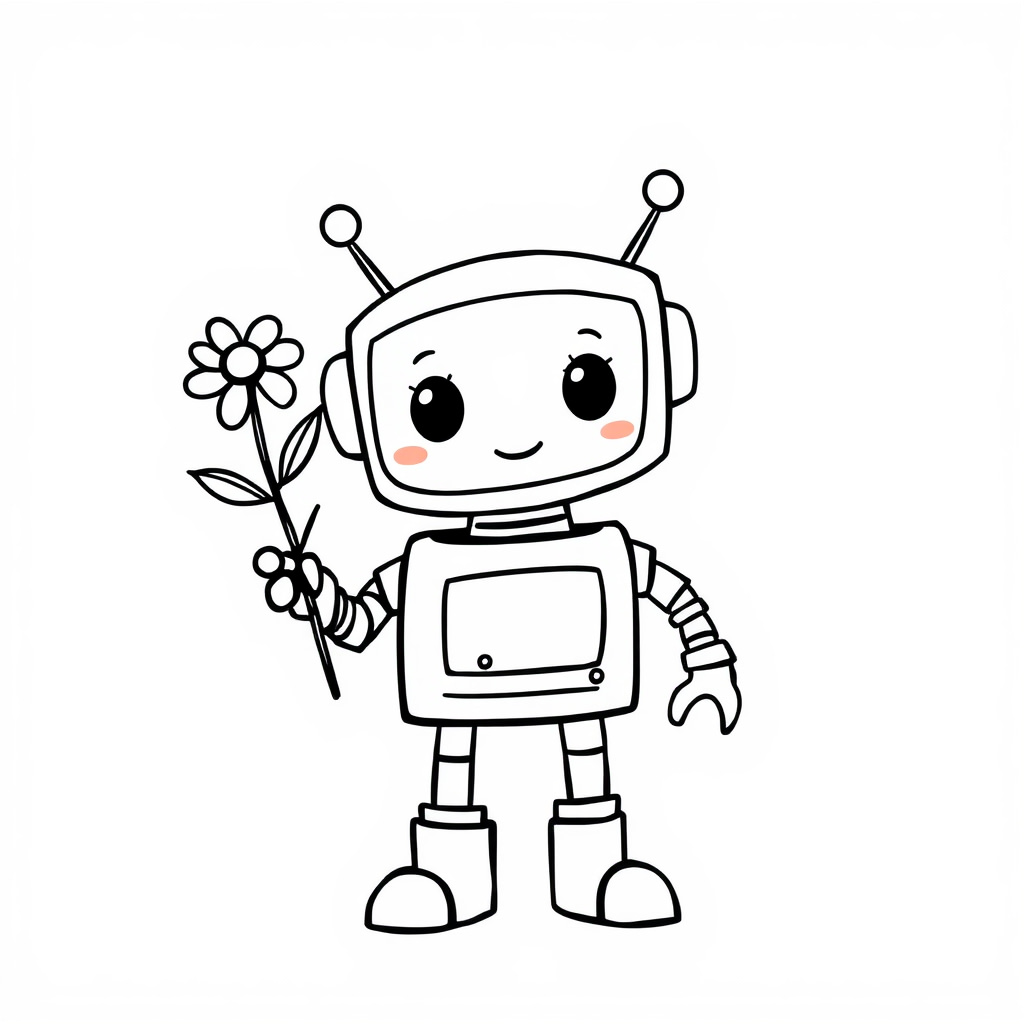 Robot holding flower