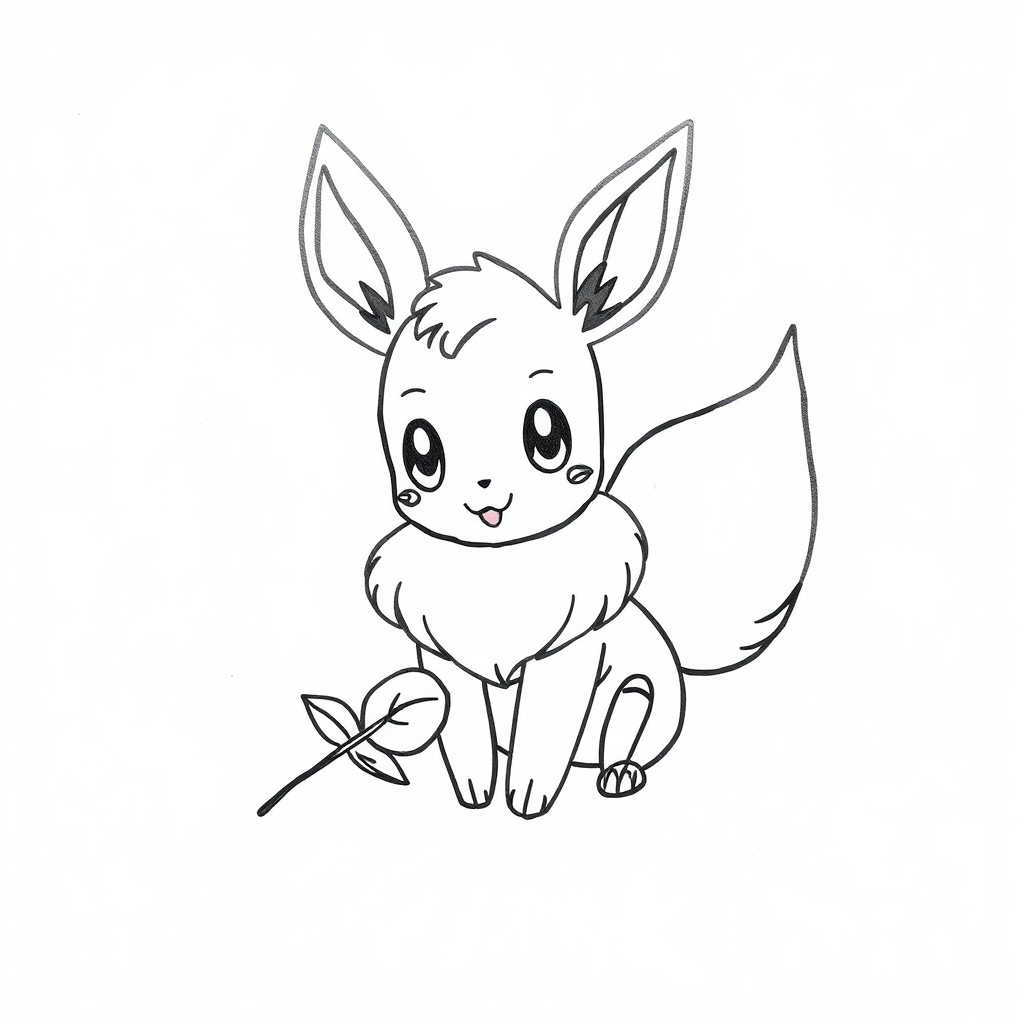 Eevee playing with a leaf