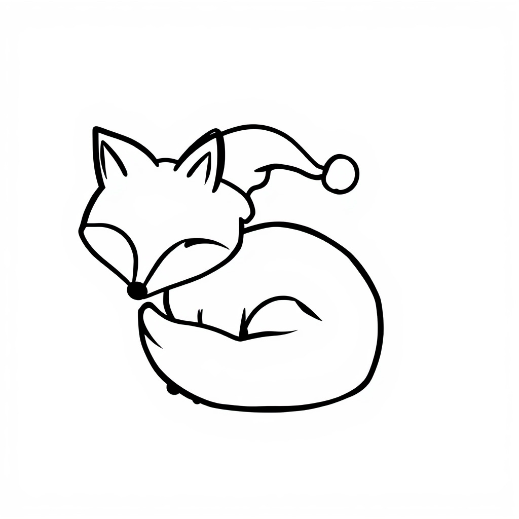 Santa Hat on curled-up fox