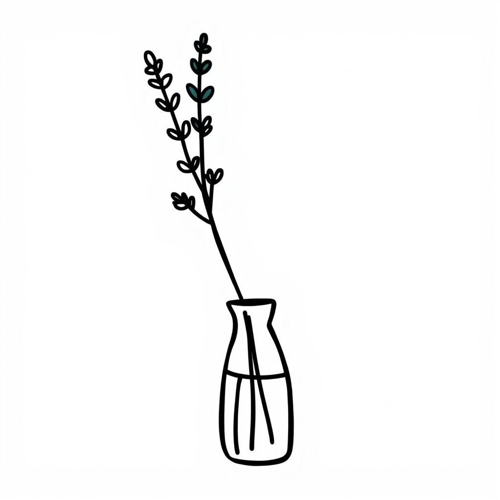 Lavender sprig in a narrow vase