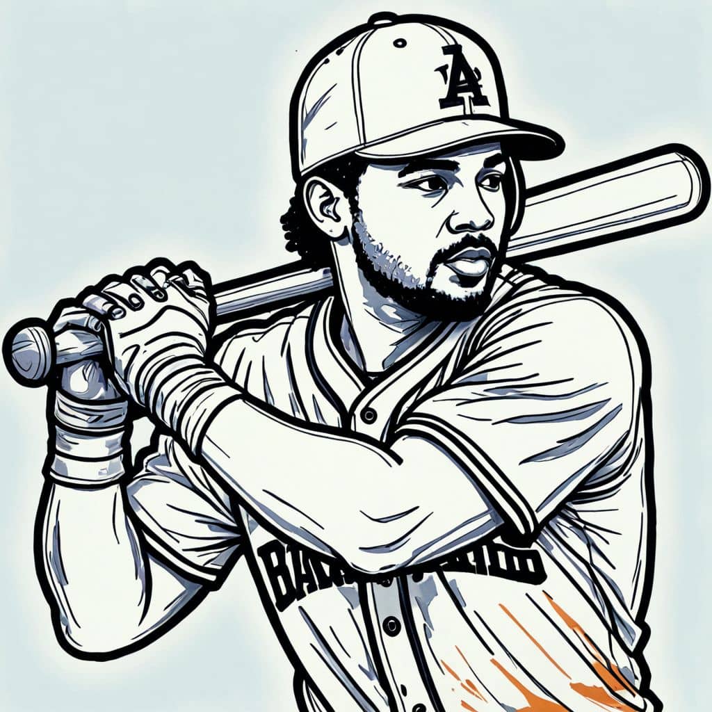 Colored José Altuve - MLB player resting bat on shoulder