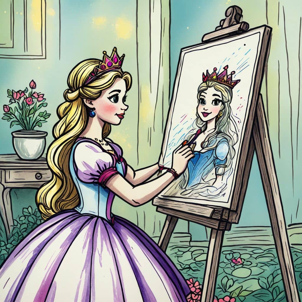 Colored Princess painting a picture
