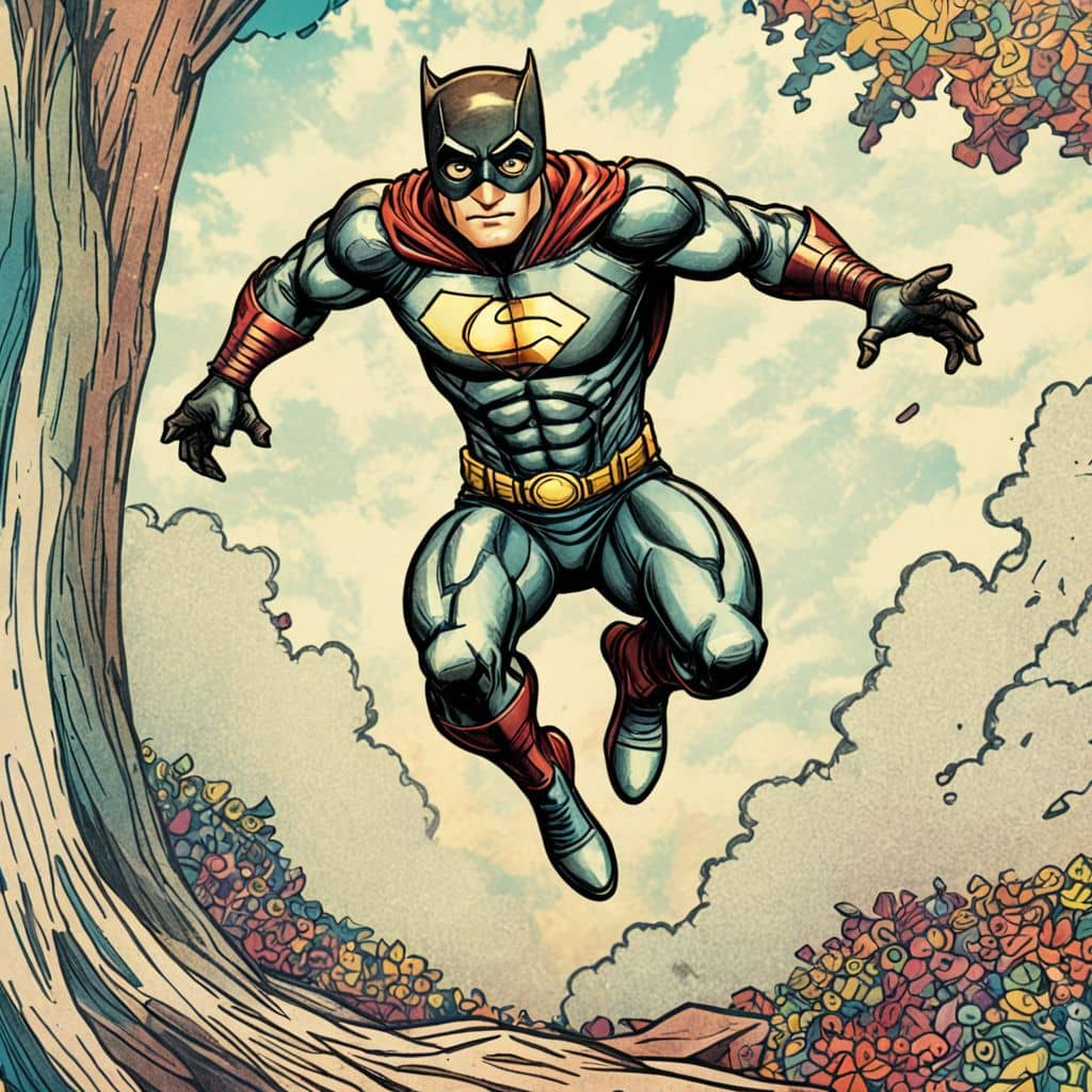 Colored Black Panther - from Marvel Comics jumping from a tree