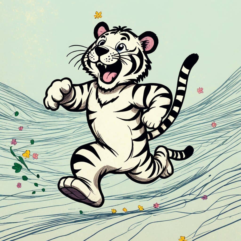 Colored Tiger running a race