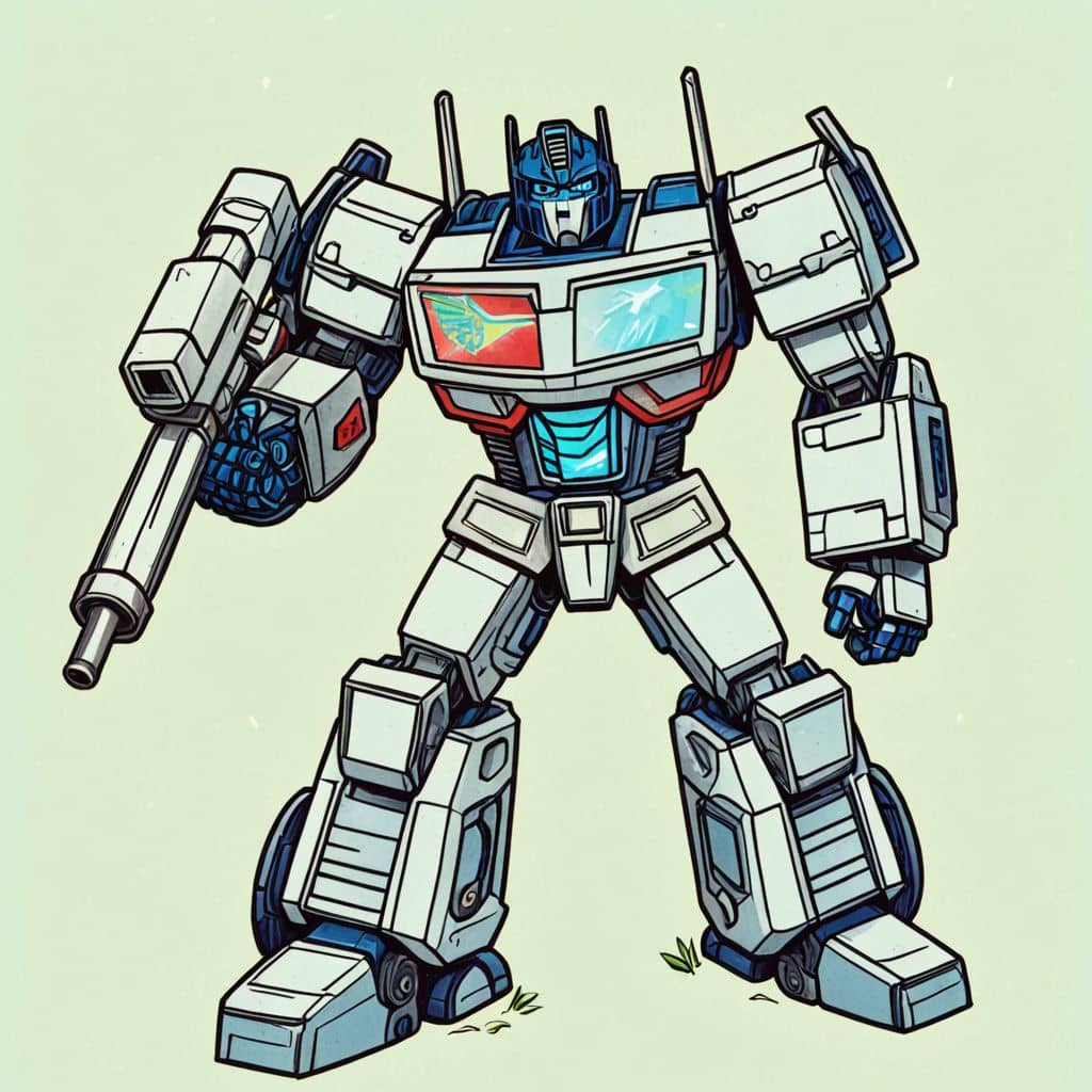 Colored Ironhide - the weapon specialist Autobot from Transformers cartoon lifting weights