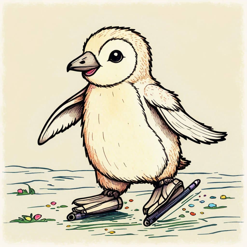 Colored Penguin ice skating