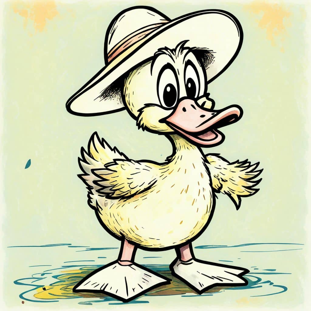 Colored Duck wearing a hat
