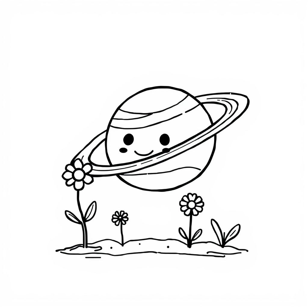 Saturn planting flowers