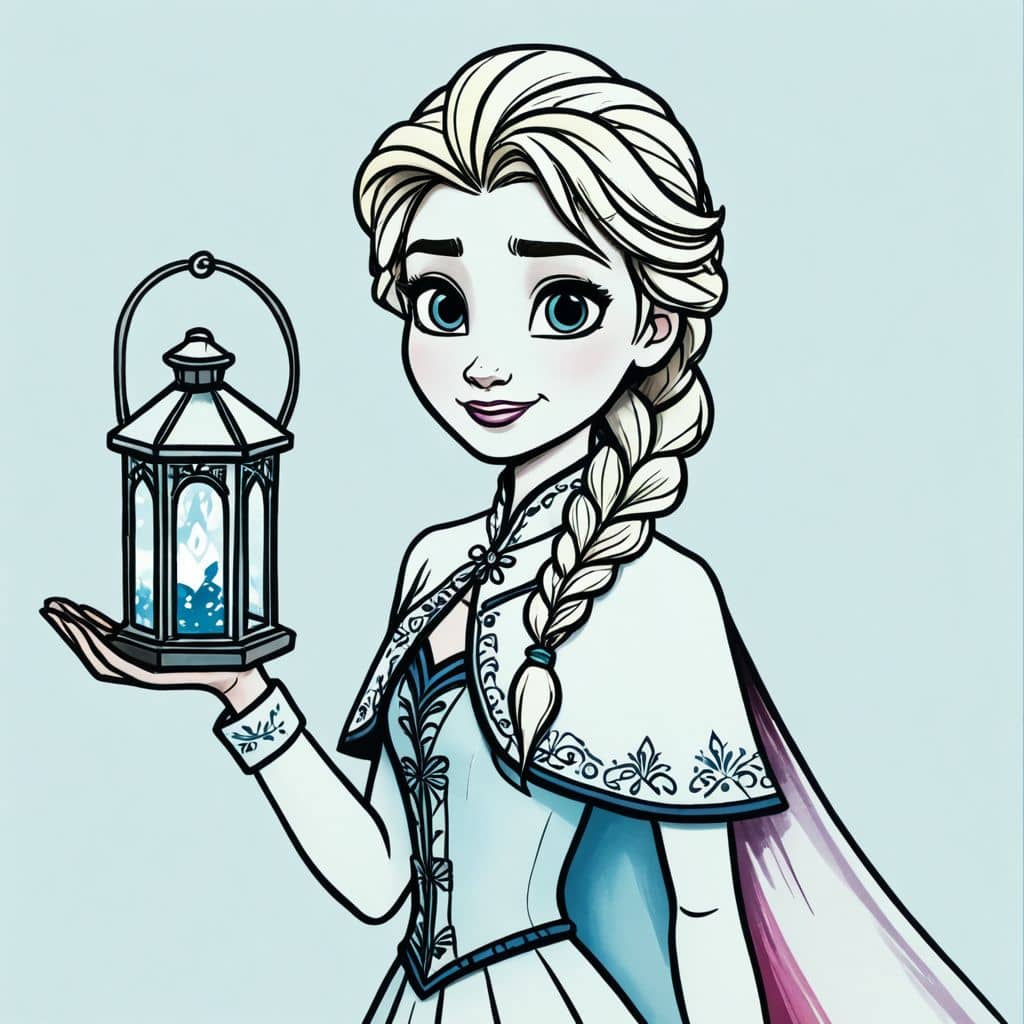 Colored Anna - holding a lantern.