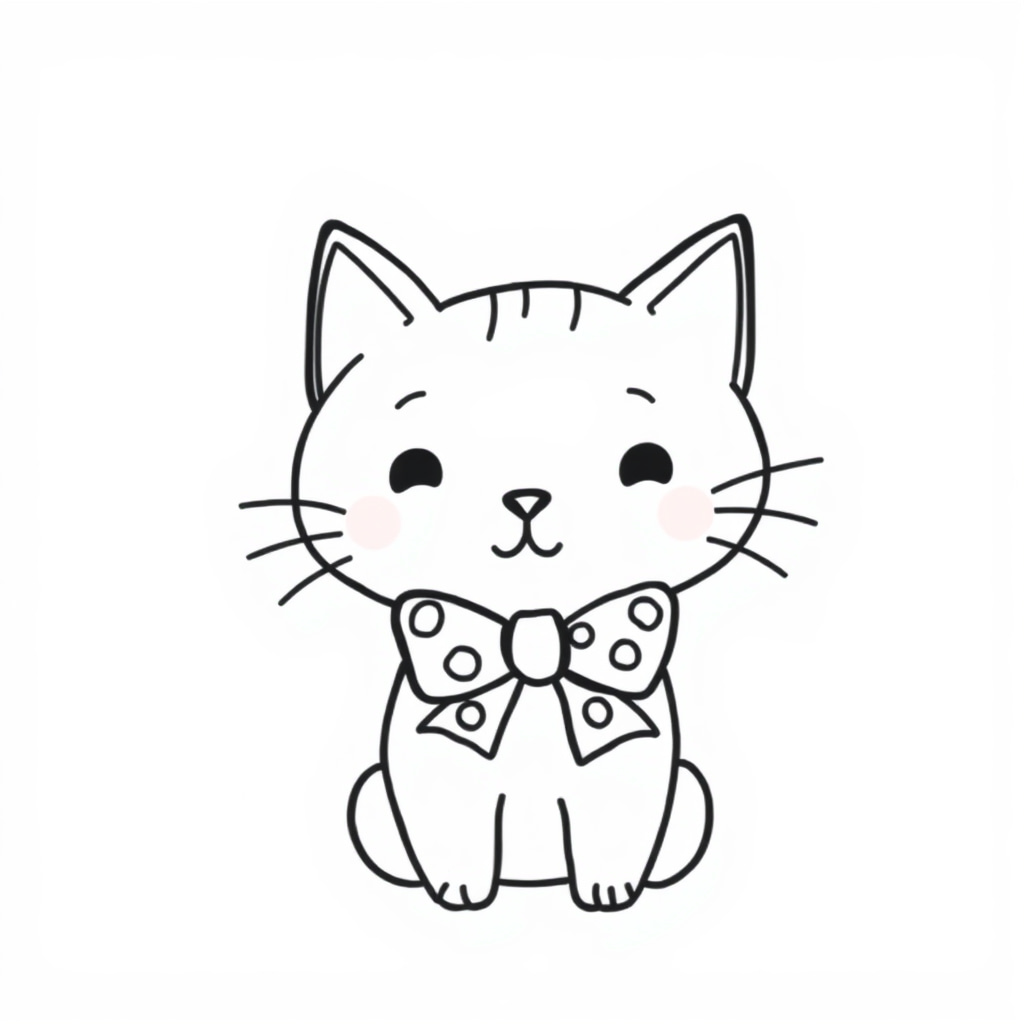 Cat wearing a polka dot ribbon