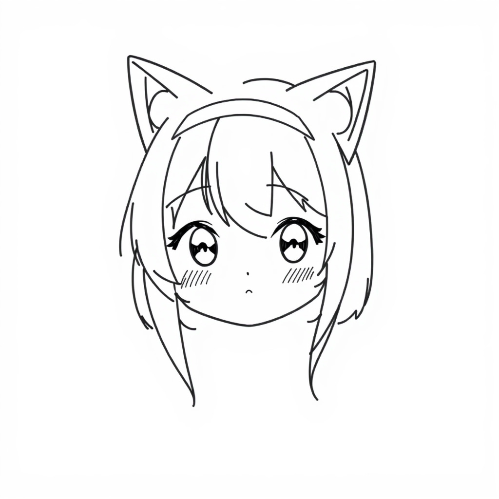 Anime girl with cat ears headband