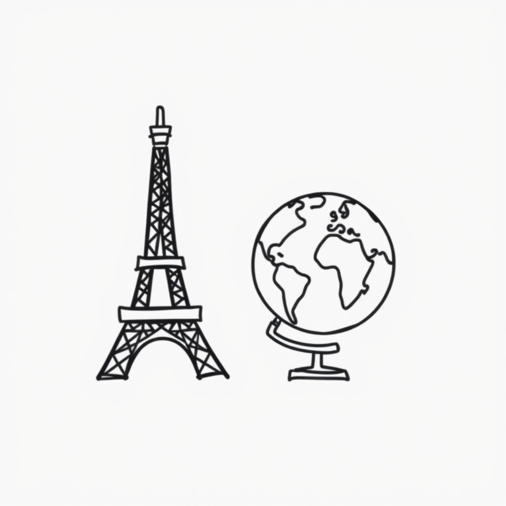 Eiffel Tower beside Earth Globe