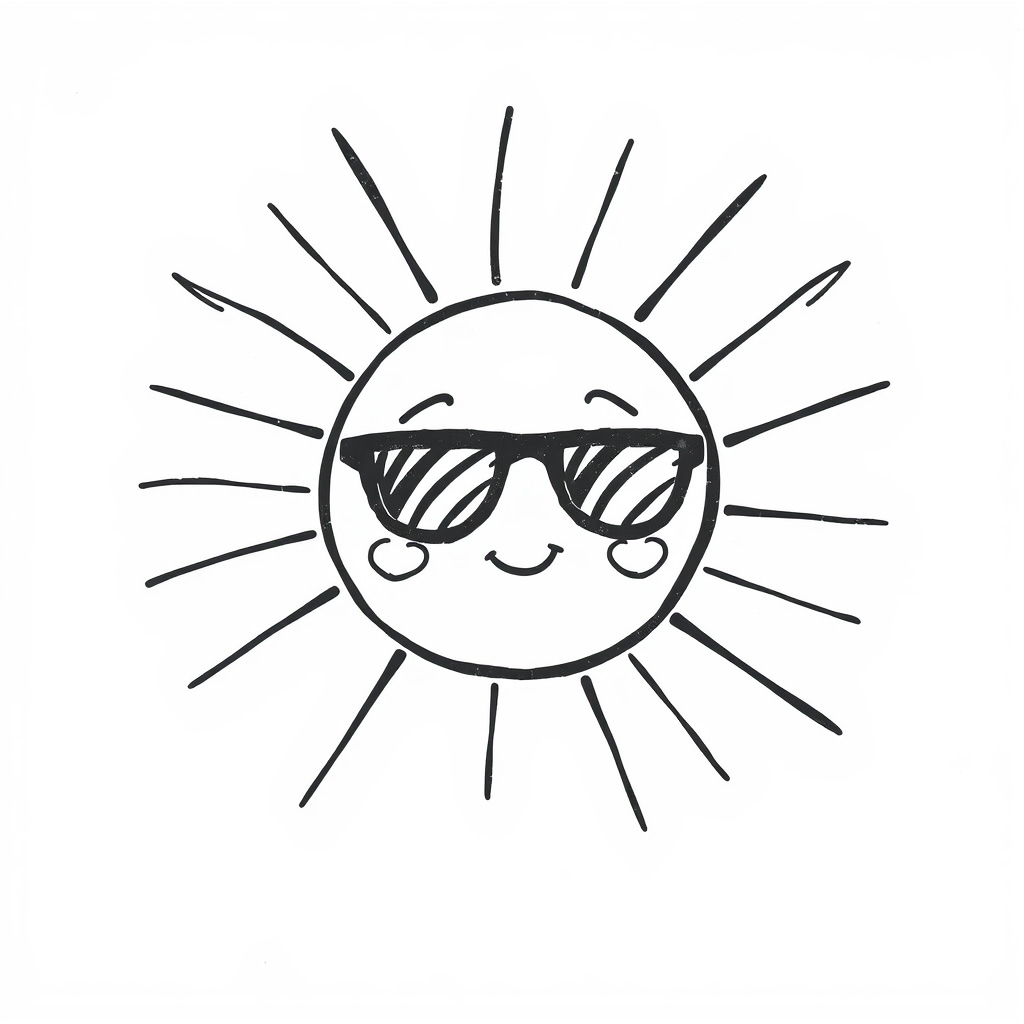 Sun with Sunglasses evaporates water