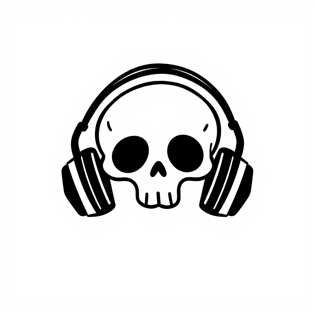 Skull with headphones