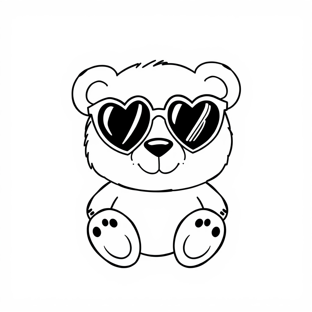 Heart-shaped sunglasses on a teddy bear