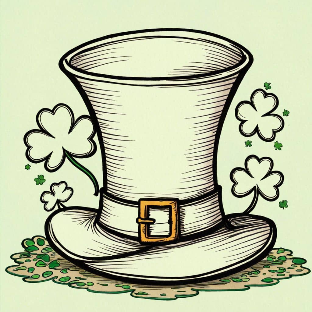 Colored a leprechaun hat with a four-leaf clover
