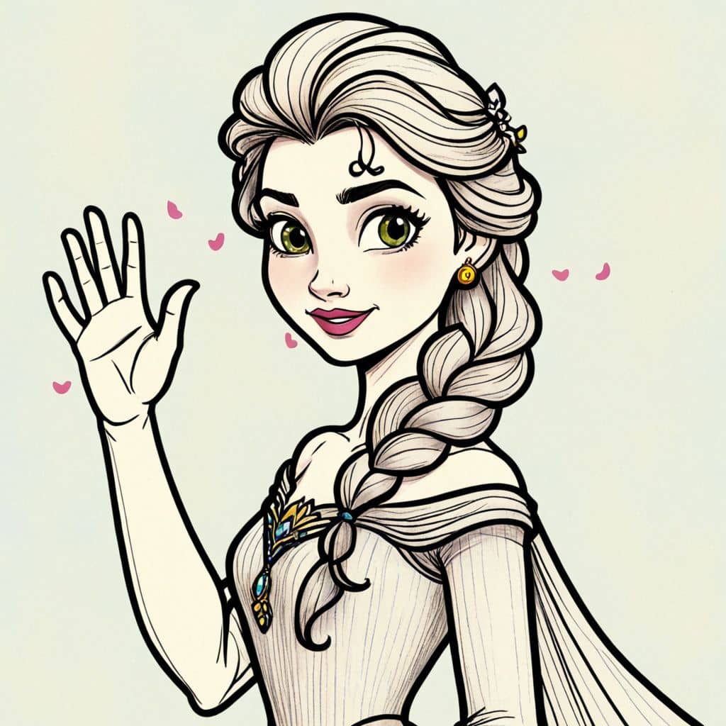 Colored Elsa - waving