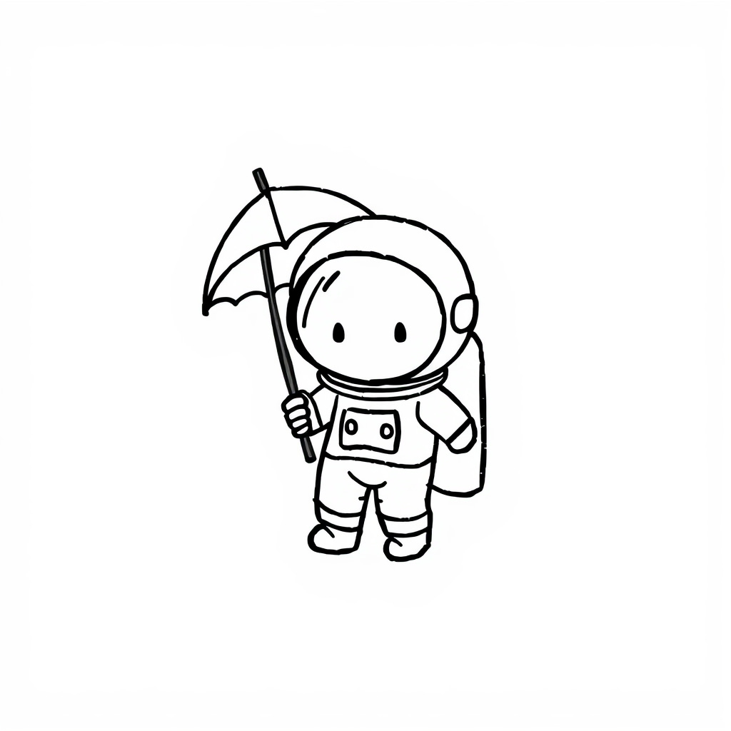 Astronaut with comet umbrella