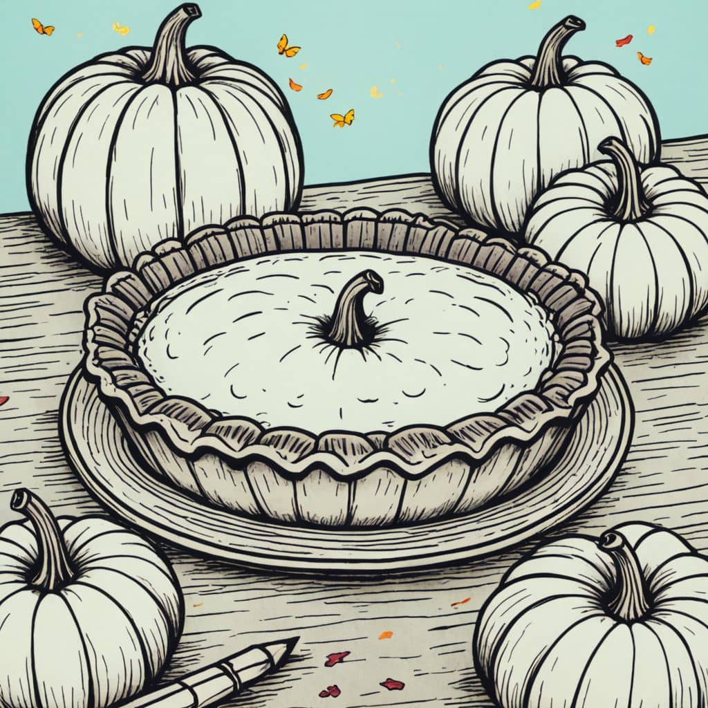 Colored Pumpkin pie on a table
