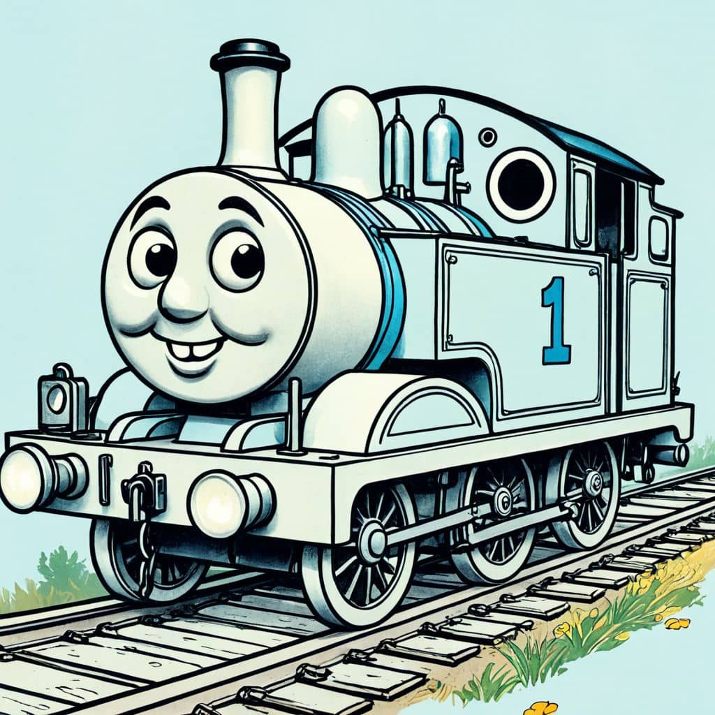 Colored Percy - the small green engine from Thomas & Friends with a screwdriver