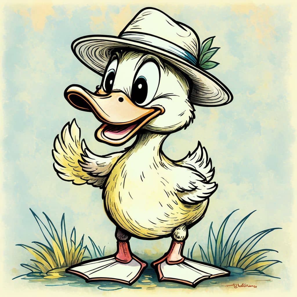 Colored Duck wearing a hat