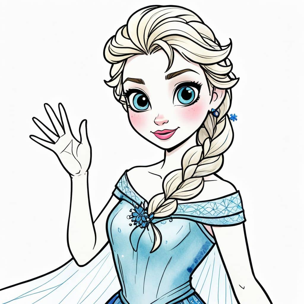 Colored Waving Elsa - Frozen Princess