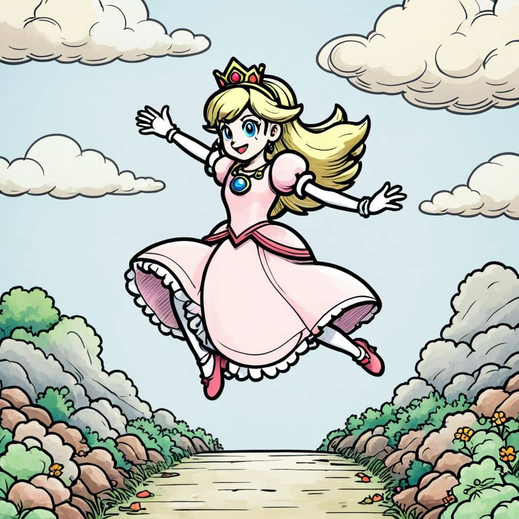 Colored Princess Peach - jumping