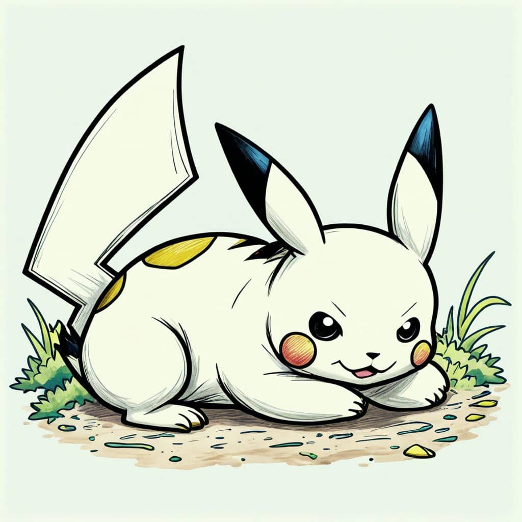 Colored Pikachu sleeping peacefully