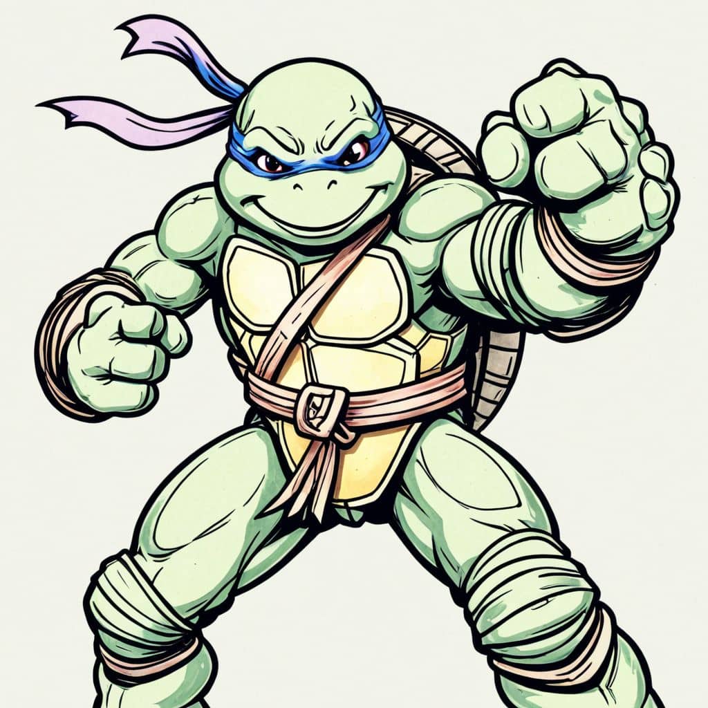 Colored Raphael - Ninja Turtle punching forward
