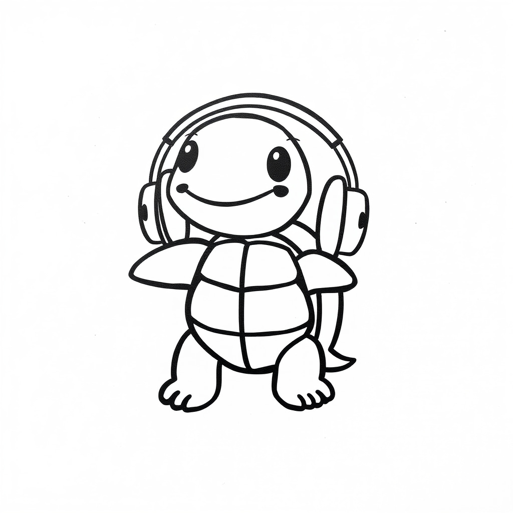 Turtle in headphones