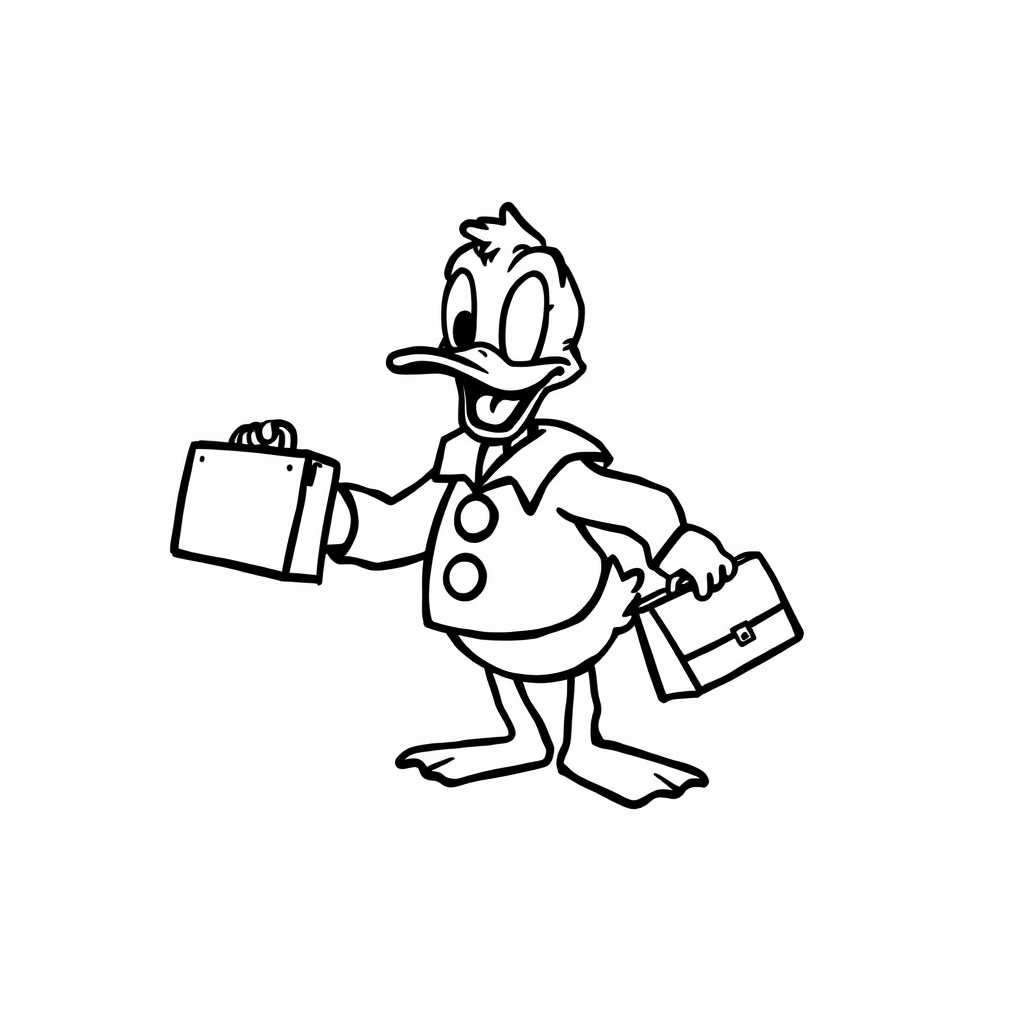 Donald Duck with a briefcase.