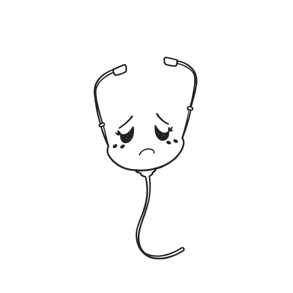 Sad stethoscope with drooping earpieces