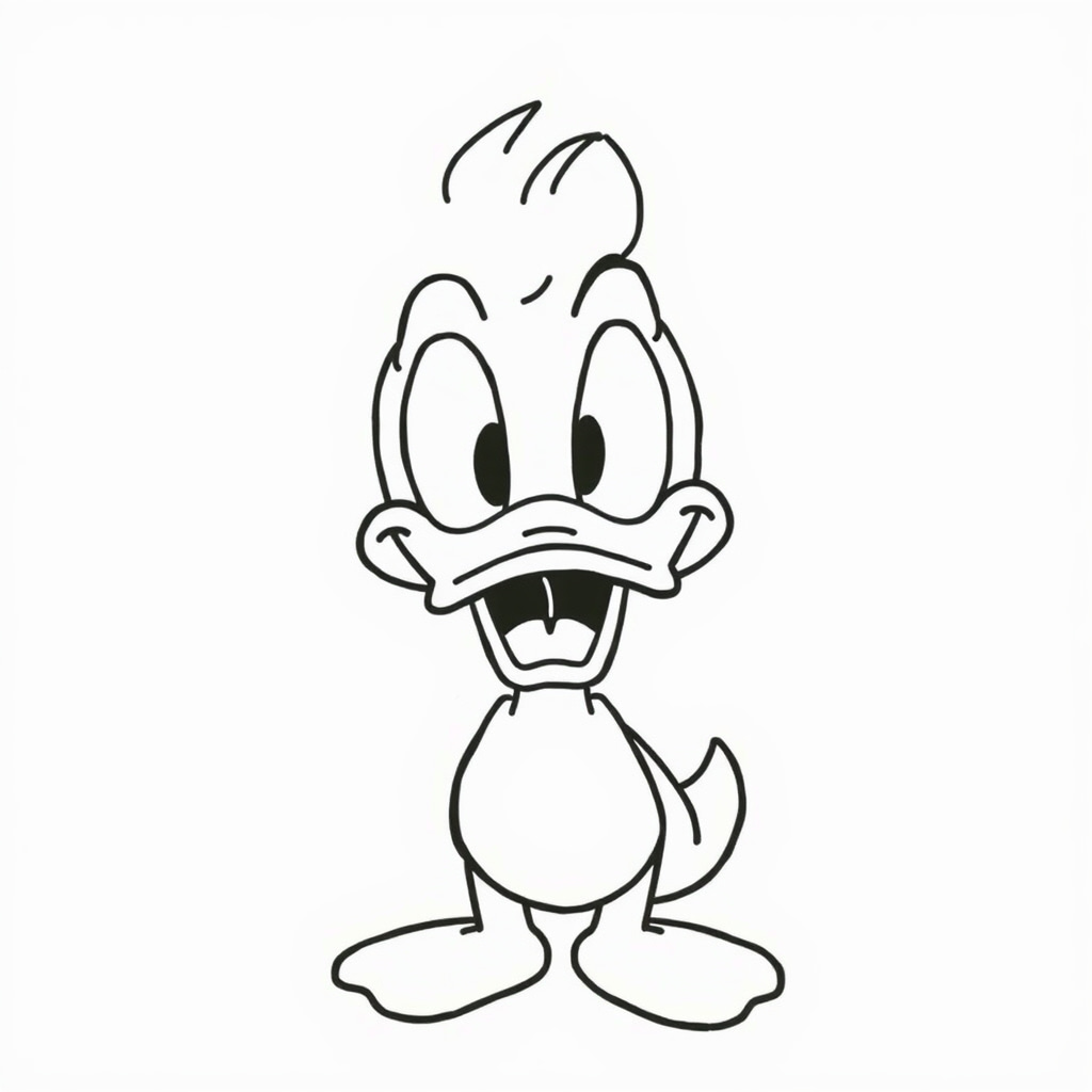 Donald Duck surprised with wide eyes