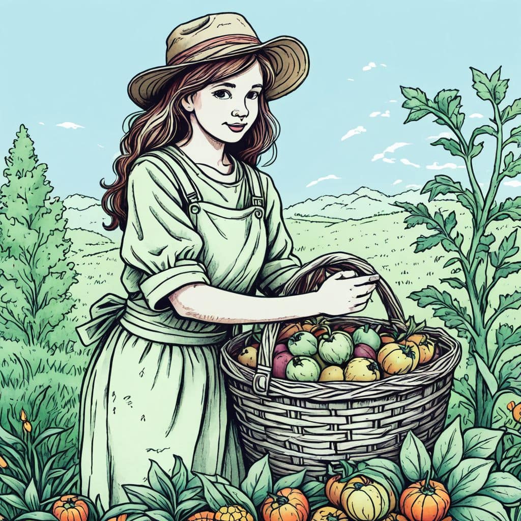 Colored Woman filling a basket with tomatoes