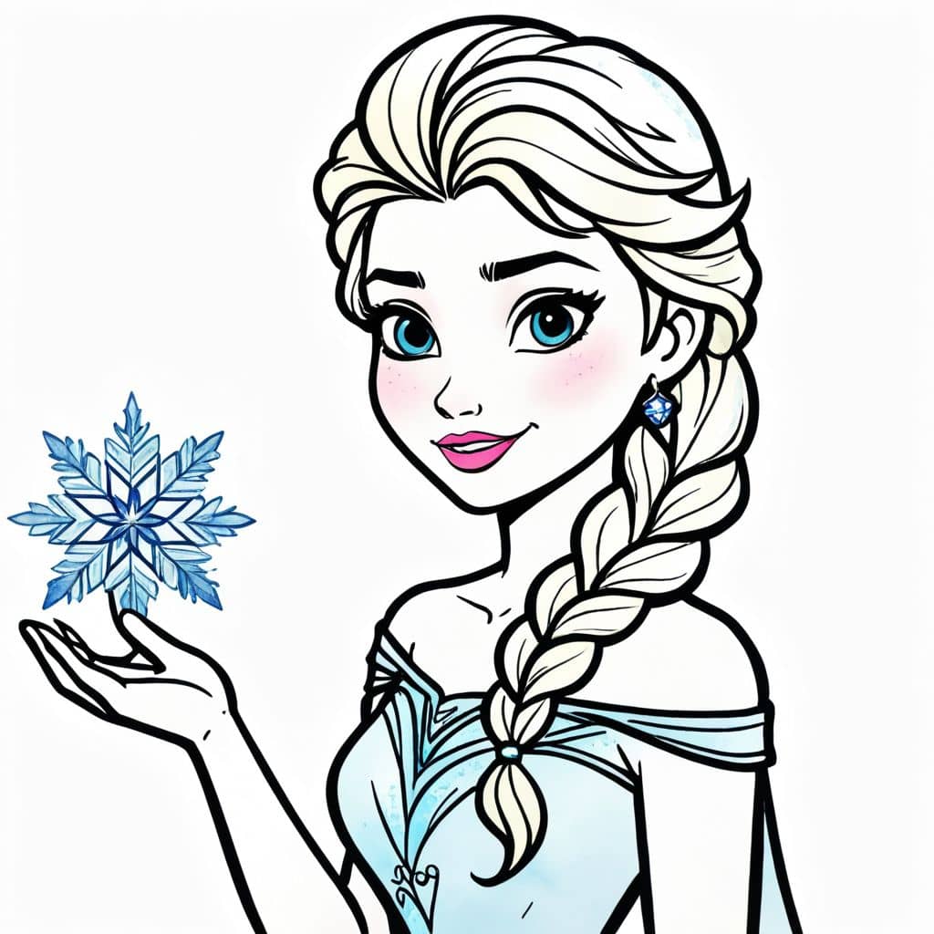 Colored Elsa - Frozen Princess with snowflake