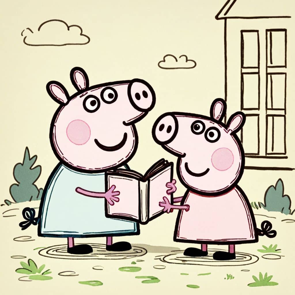 Colored Peppa Pig reading book