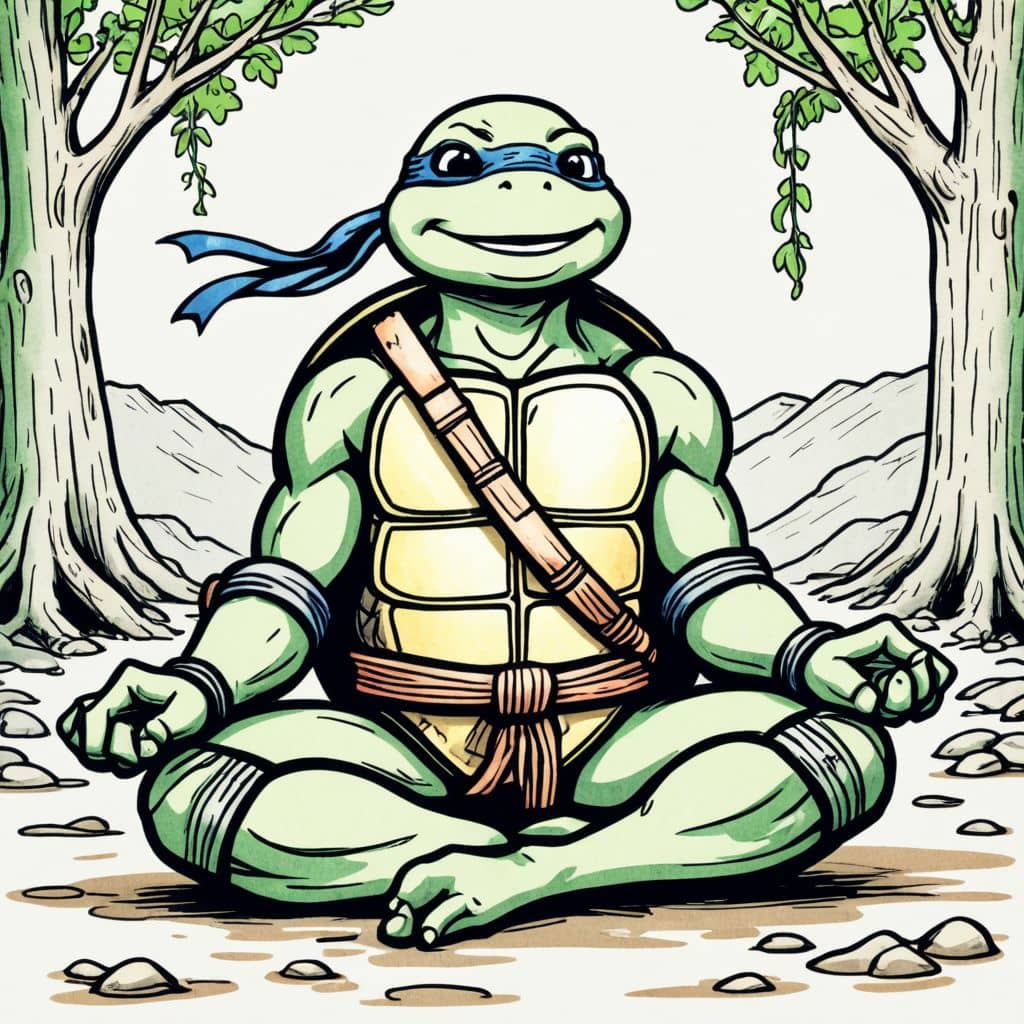 Colored Leonardo - Ninja Turtle meditating