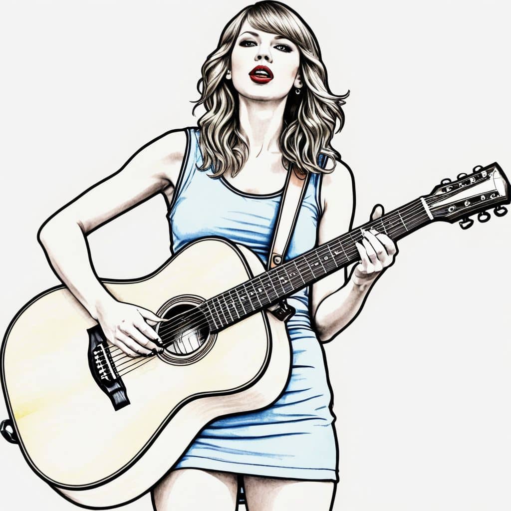 Colored Taylor Swift playing guitar