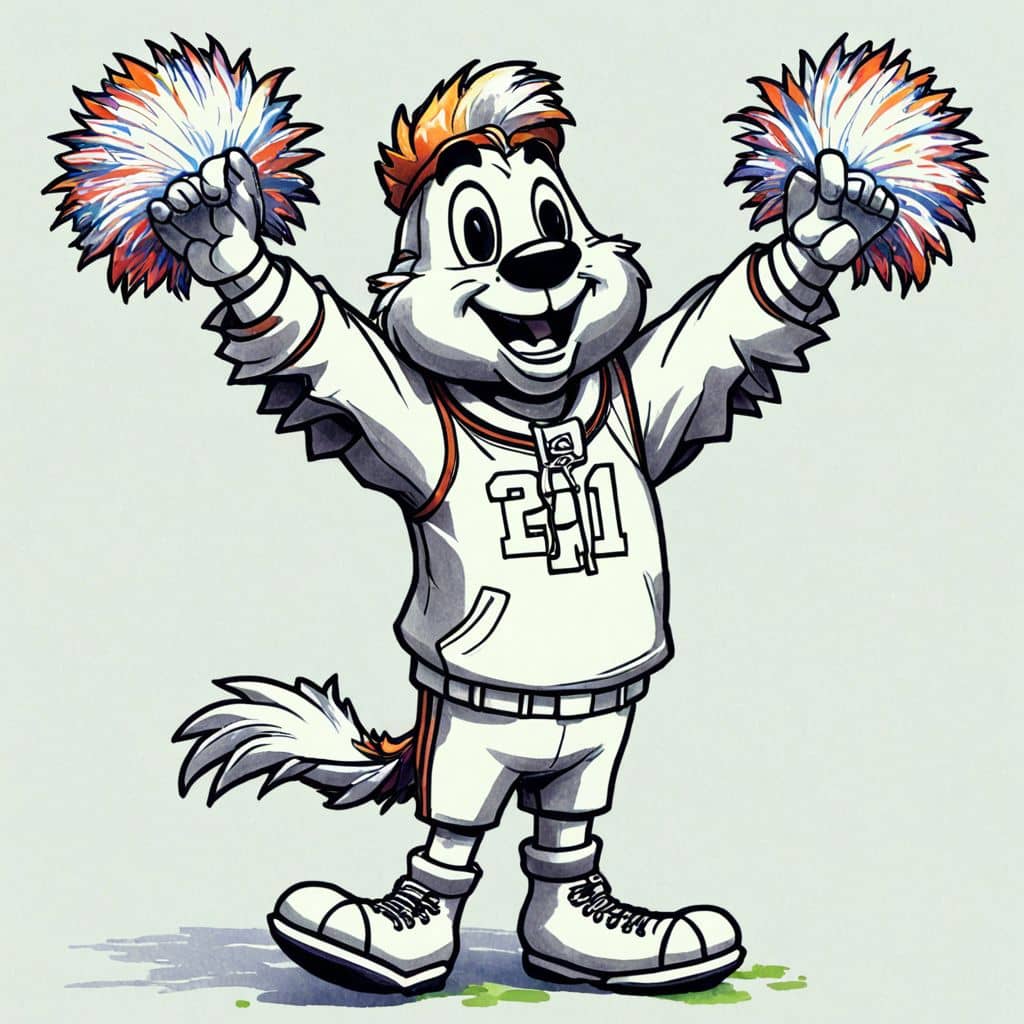 Colored Swoop - Philadelphia Eagles mascot cheering with pompoms