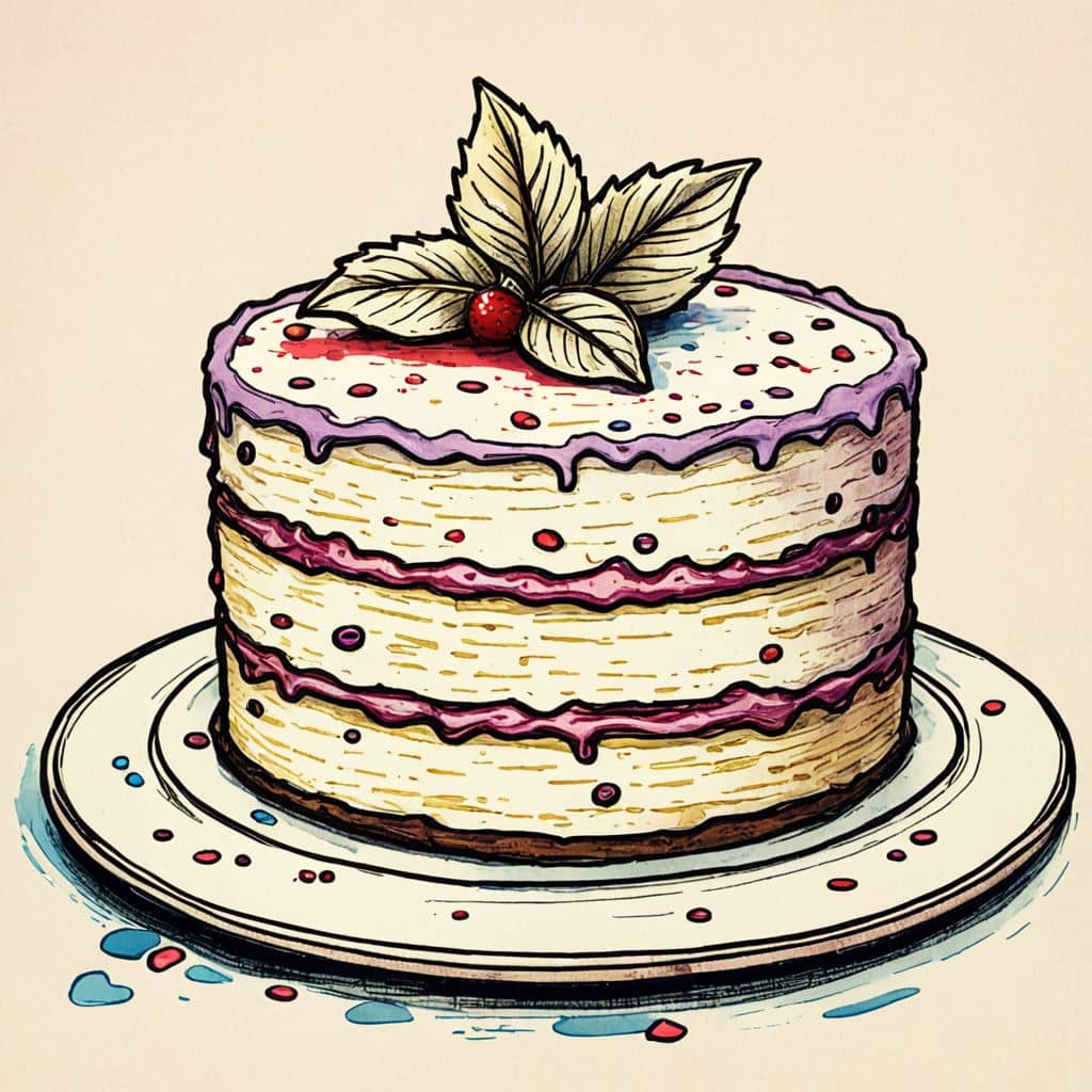 Colored Cake with mint leaves