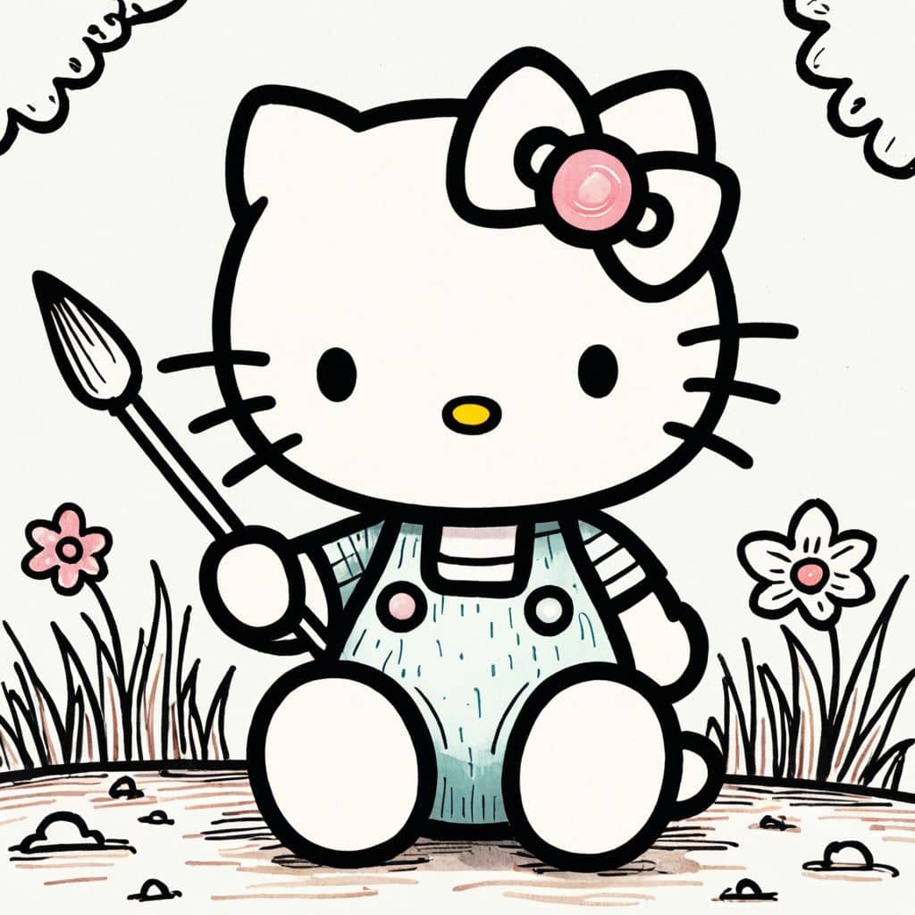 Colored Hello Kitty - painting a picture