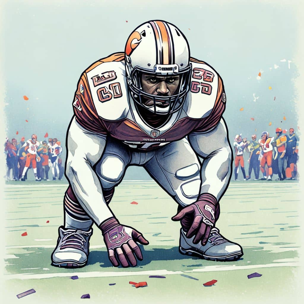 Colored Center - the NFL player snapping the football.