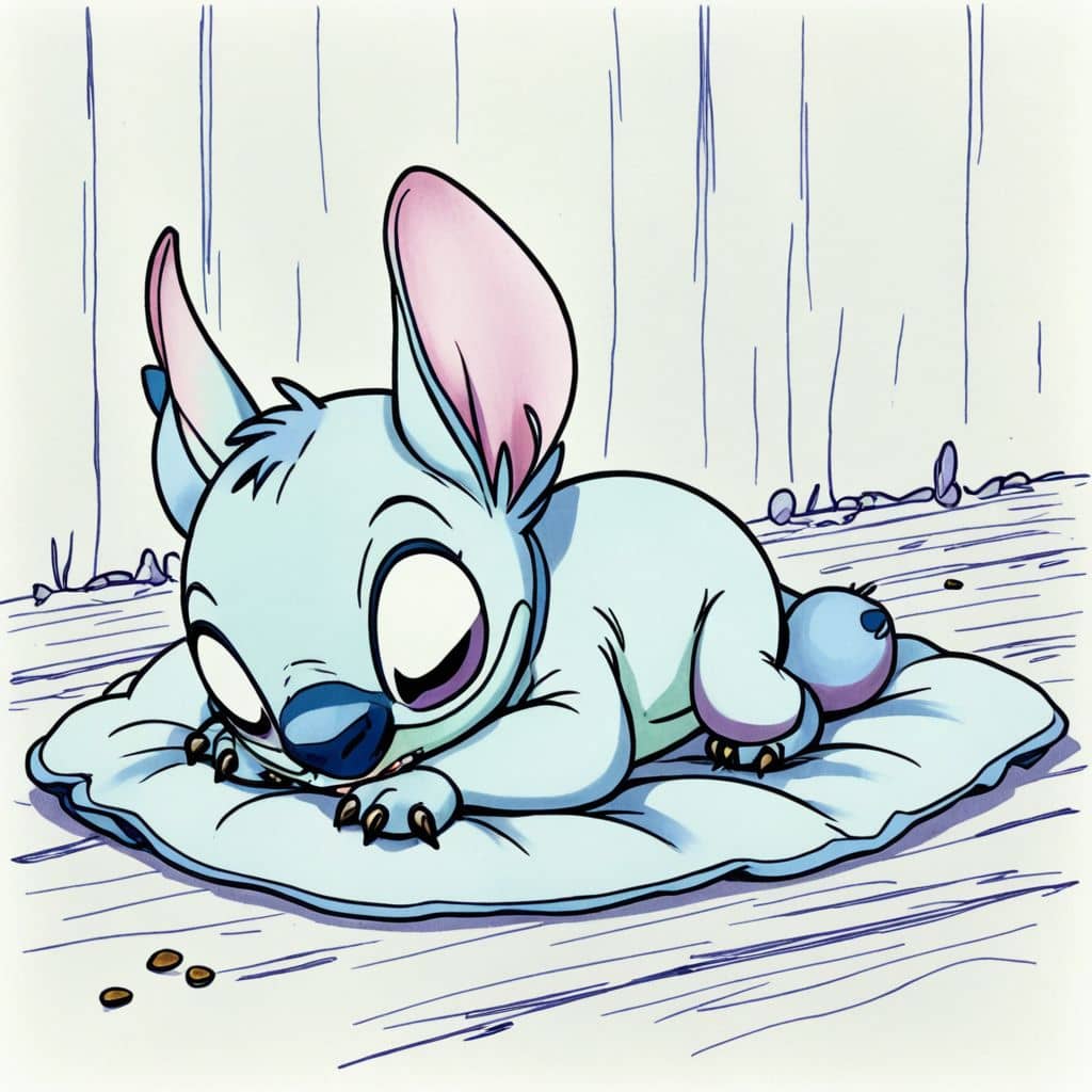 Colored Stitch sleeping.