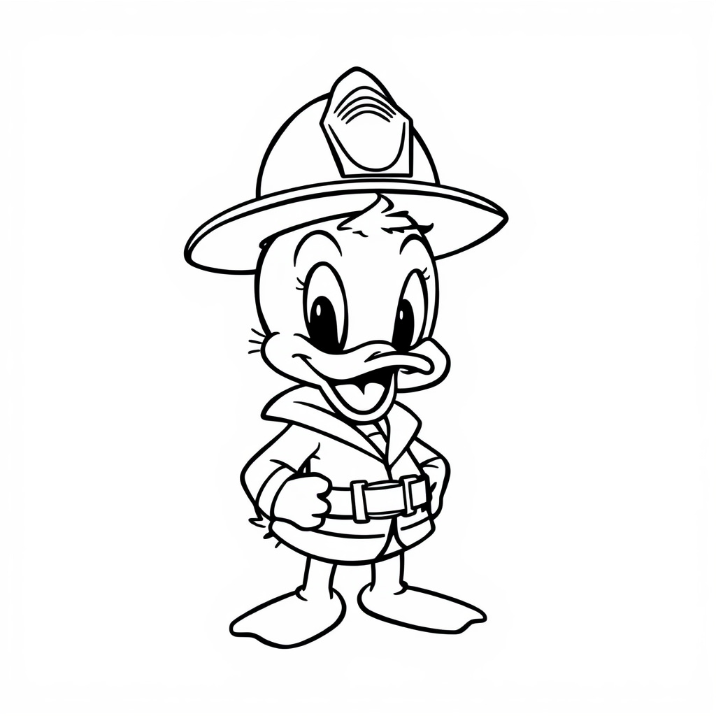 Donald Duck as a firefighter