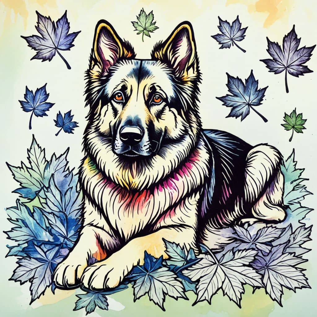 Colored Autumn Leaves German Shepherd